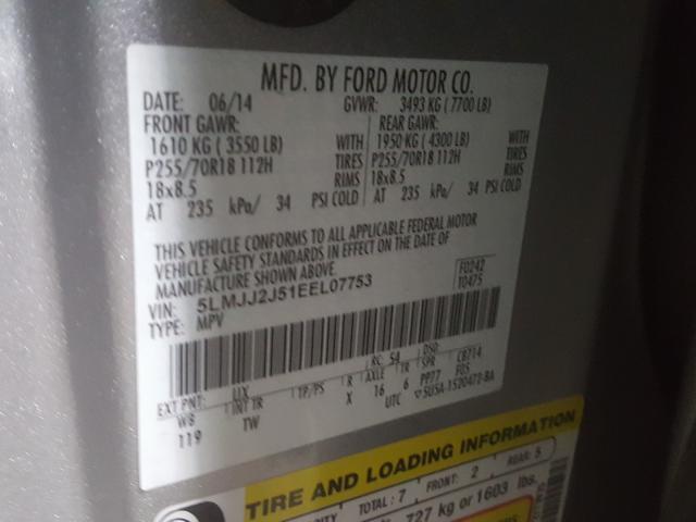 5LMJJ2J51EEL07753 - 2014 LINCOLN NAVIGATOR 银色 照片 10