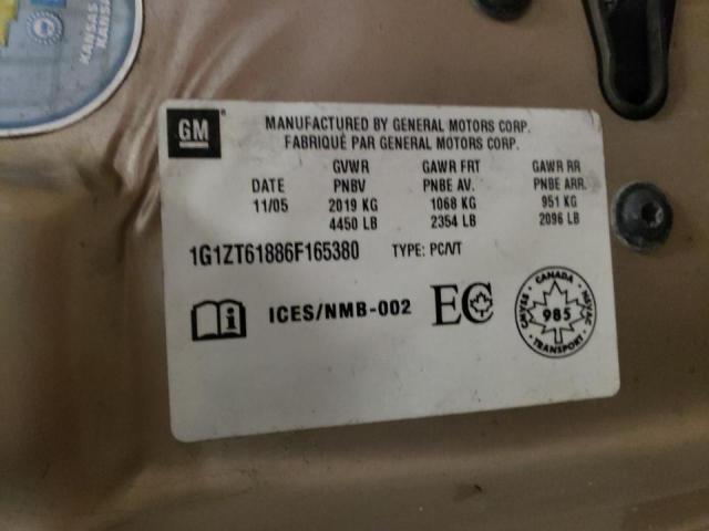 1G1ZT61886F165380 - 2006 CHEVROLET MALIBU MAX 金色 照片 10