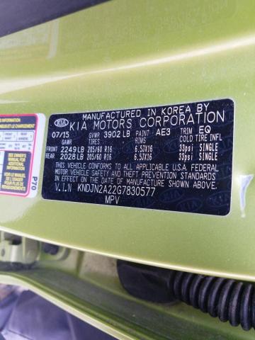 KNDJN2A22G7830577 - 2016 KIA SOUL GREEN photo 10