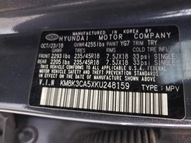 KM8K3CA5XKU248159 - 2019 HYUNDAI KONA LIMIT GRAY photo 10