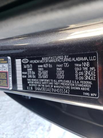 5NMJB3AE1NH035342 - 2022 HYUNDAI TUCSON SEL GRAY photo 10