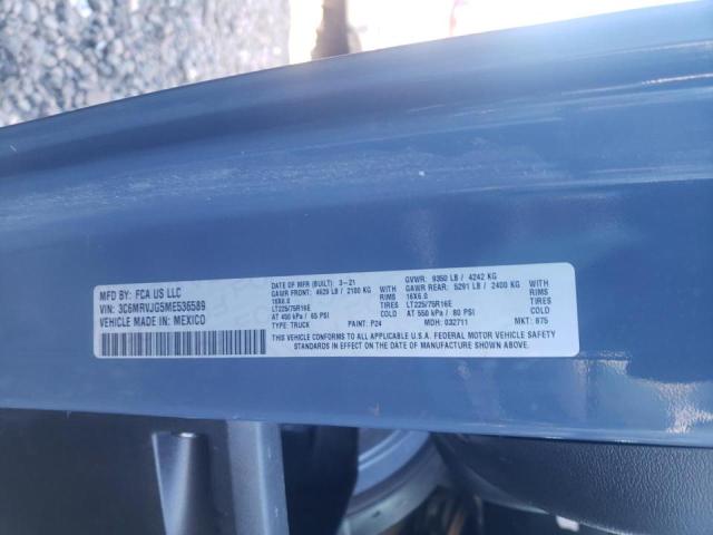 3C6MRVJG5ME536589 - 2021 RAM PROMASTER 蓝色 照片 10
