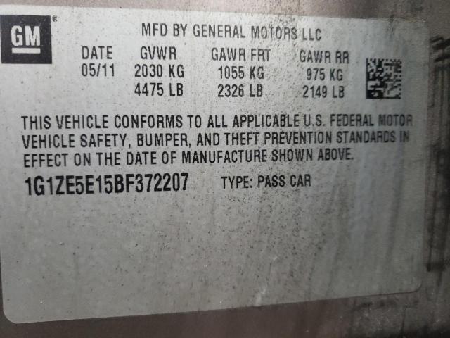 1G1ZE5E15BF372207 - 2011 CHEVROLET MALIBU LTZ თაფლისფერი ფოტო 10