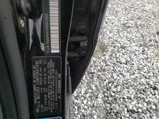 KNADH4A34A6633901 - 2010 KIA RIO LX BLACK photo 10