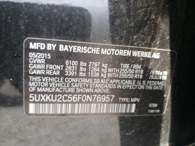5UXKU2C56F0N76957 - 2015 BMW X6 XDRIVE3 BLACK photo 10