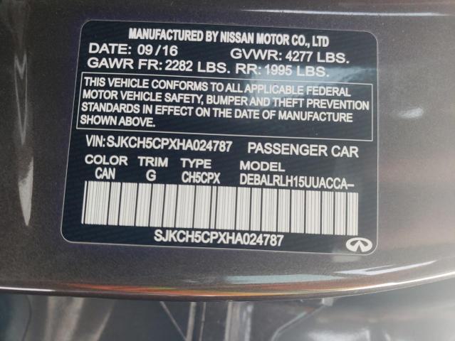 SJKCH5CPXHA024787 - 2017 INFINITI QX30 BASE BROWN photo 10