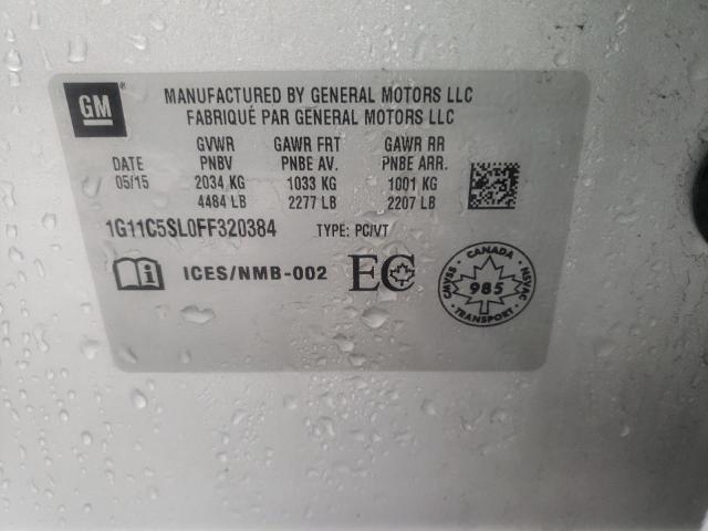 1G11C5SL0FF320384 - 2015 CHEVROLET MALIBU 1LT ვერცხლისფერი ფოტო 10