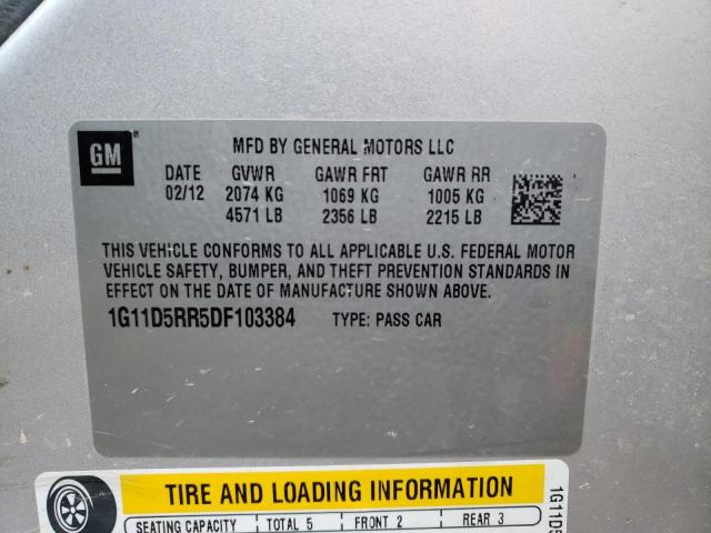 1G11D5RR5DF103384 - 2013 CHEVROLET MALIBU 1LT SILVER photo 10