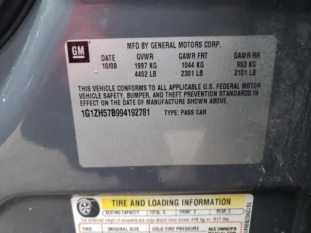 1G1ZH57B994192781 - 2009 CHEVROLET MALIBU 1LT 石墨色 照片 10