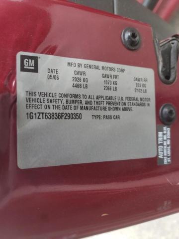 1G1ZT63836F290350 - 2006 CHEVROLET MALIBU MAX MAROON photo 10