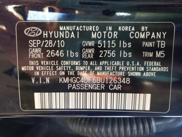 KMHGC4DF6BU126348 - 2011 HYUNDAI GENESIS 4. BLUE photo 10