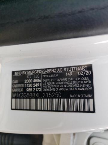W1K3G5BBXLJ215250 - 2020 MERCEDES-BENZ A 35 AMG WHITE photo 10