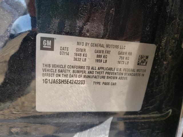 1G1JA6SH5E4242203 - 2014 CHEVROLET SONIC LS BLACK photo 10