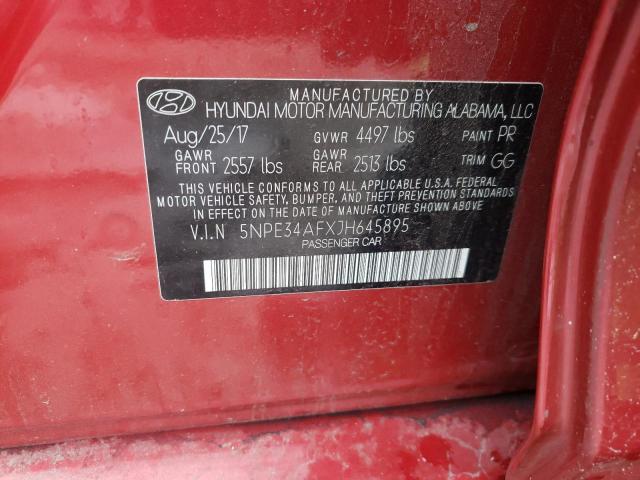 5NPE34AFXJH645895 - 2018 HYUNDAI SONATA SPO RED photo 10