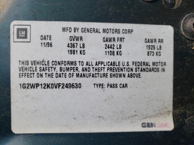 1G2WP12K0VF249630 - 1997 PONTIAC GRAND PRIX მწვანე ფოტო 10