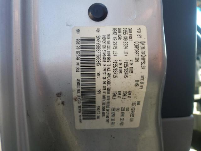 3A4FY58B87T505345 - 2007 CHRYSLER PT CRUISER SILVER photo 10