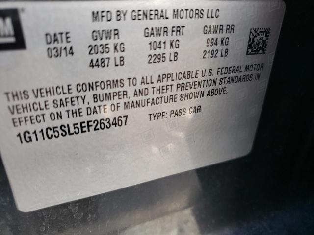 1G11C5SL5EF263467 - 2014 CHEVROLET MALIBU 1LT შავი ფოტო 10