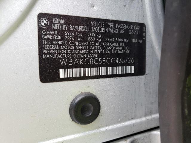 WBAKC8C58CC435726 - 2012 BMW ALPINA B7 SILVER photo 10