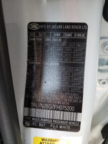 SALVN2BG7FH075200 - 2015 LAND ROVER RANGE ROVE WHITE photo 10