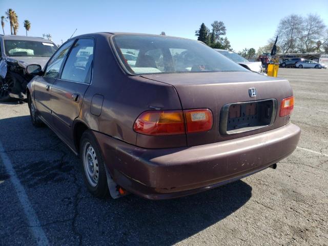 JHMEG8647NS028527 - 1992 HONDA CIVIC DX BURGUNDY photo 3