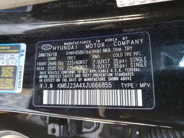 KM8J23A4XJU666855 - 2018 HYUNDAI TUCSON SE BLACK photo 10