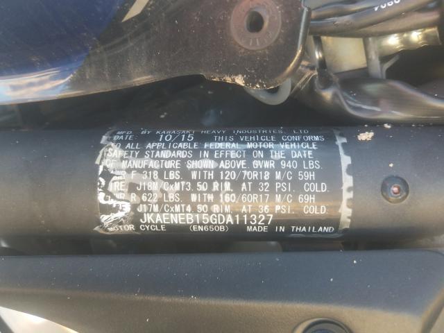 JKAENEB15GDA11327 - 2016 KAWASAKI EN650 B 蓝色 照片 10