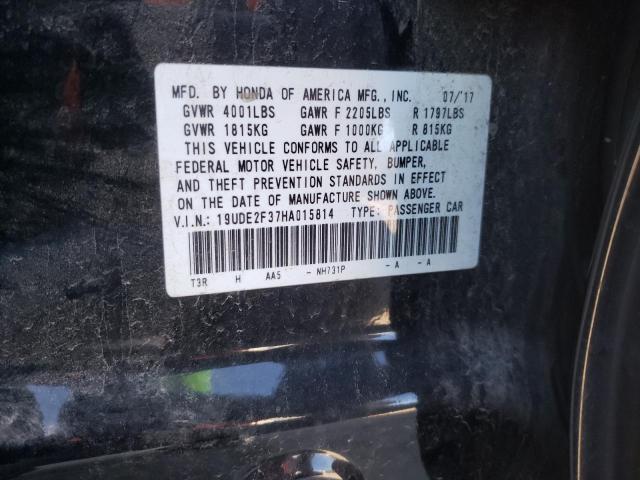19UDE2F37HA015814 - 2017 ACURA ILX BASE W BLACK photo 10