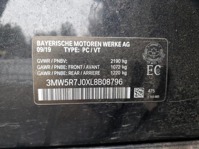 3MW5R7J0XL8B08796 - 2020 BMW 330XI BLACK photo 10