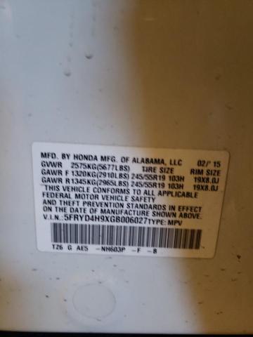 5FRYD4H9XGB006027 - 2016 ACURA MDX ADVANC WHITE photo 10
