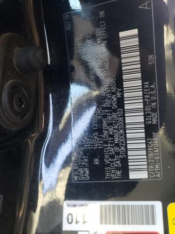 5TDKZ3DC9KS008103 - 2019 TOYOTA SIENNA LE BLACK photo 10