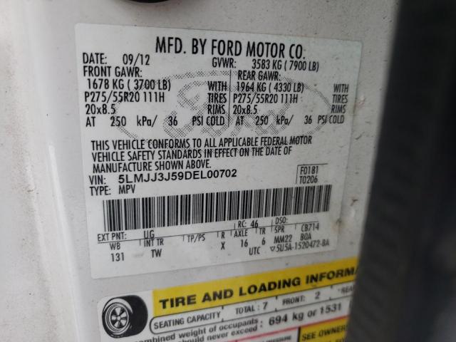 5LMJJ3J59DEL00702 - 2013 LINCOLN NAVIGATOR 白色 照片 10