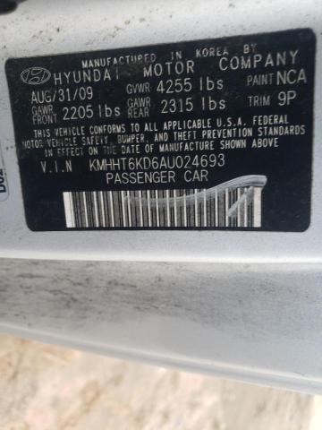 KMHHT6KD6AU024693 - 2010 HYUNDAI GENESIS CO SILVER photo 10