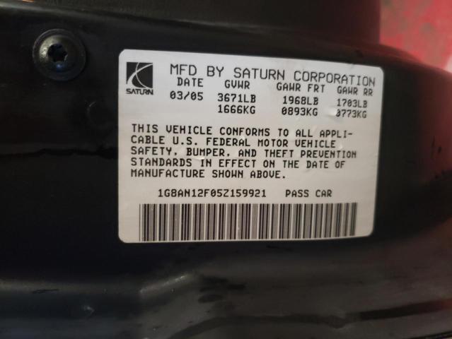 1G8AN12F05Z159921 - 2005 SATURN ION LEVEL 银色 照片 10
