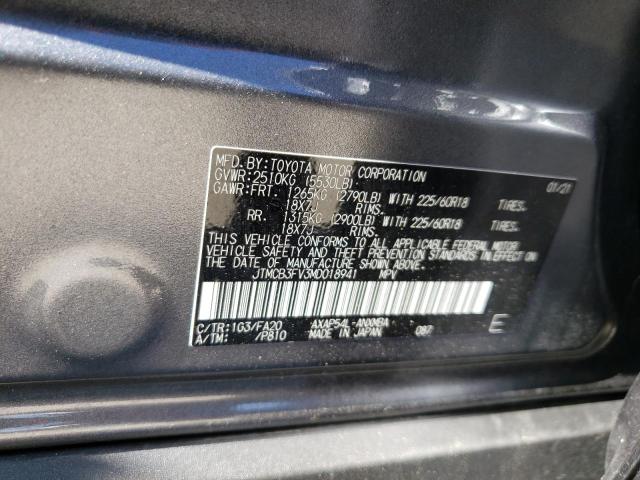 JTMCB3FV3MD018941 - 2021 TOYOTA RAV4 PRIME GRAY photo 10