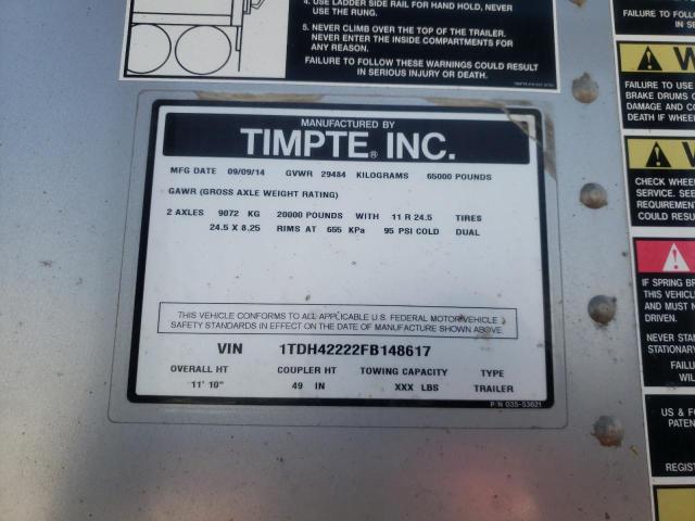 1TDH42222FB148617 - 2015 TIMP TRAILER SILVER photo 10