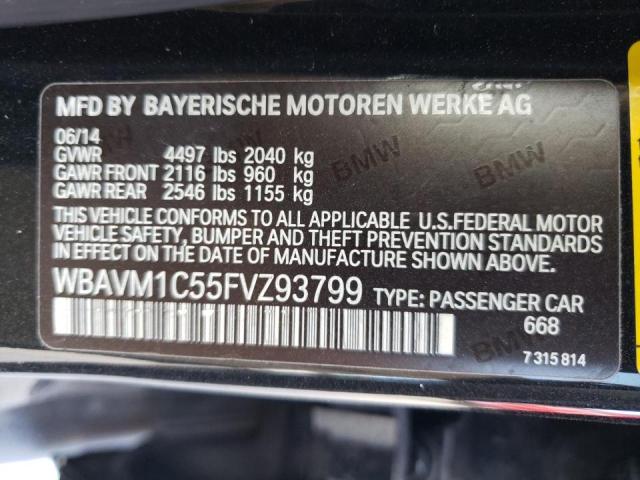 WBAVM1C55FVZ93799 - 2015 BMW X1 SDRIVE2 BLACK photo 12