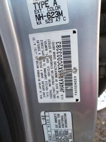 JH4KA966X2C003283 - 2002 ACURA 3.5RL SILVER photo 10