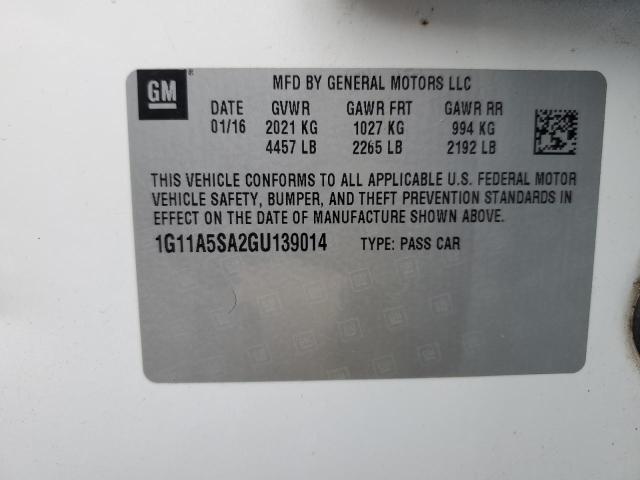 1G11A5SA2GU139014 - 2016 CHEVROLET MALIBU LIM Beyaz fotoğraf 12