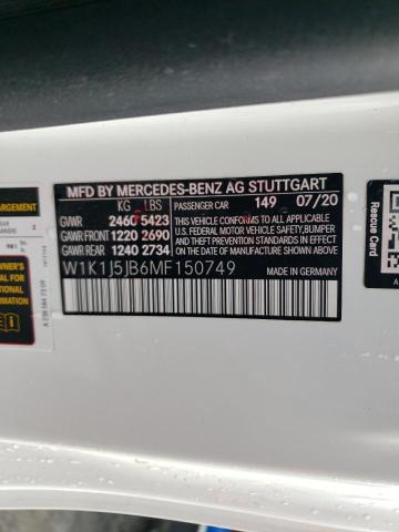 W1K1J5JB6MF150749 - 2021 MERCEDES-BENZ E 450 WHITE photo 12