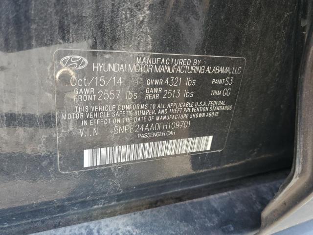 5NPE24AA0FH109701 - 2015 HYUNDAI SONATA ECO BLACK photo 10