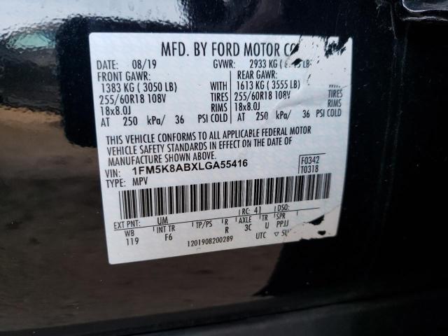 1FM5K8ABXLGA55416 - 2020 FORD EXPLORER P BLACK photo 13