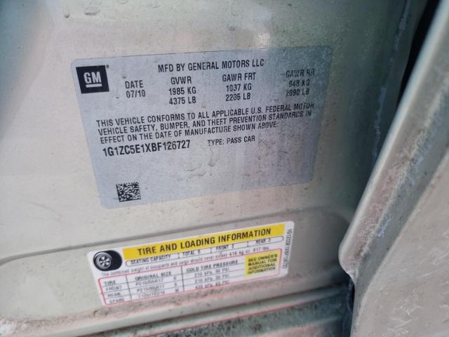 1G1ZC5E1XBF126727 - 2011 CHEVROLET MALIBU 1LT 金色 照片 10