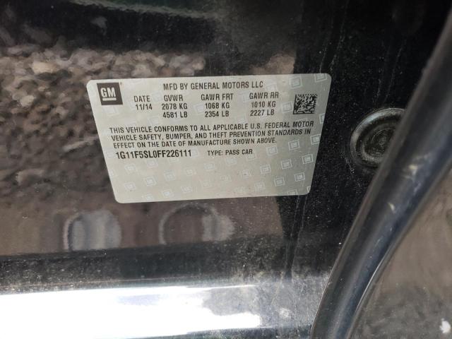 1G11F5SL0FF226111 - 2015 CHEVROLET MALIBU LTZ შავი ფოტო 12