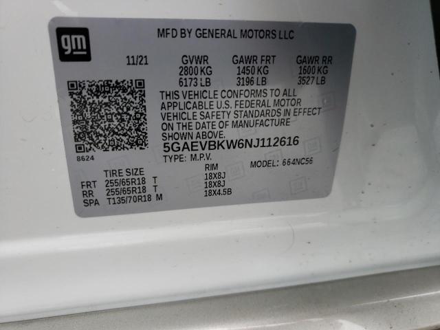 5GAEVBKW6NJ112616 - 2022 BUICK ENCLAVE PR WHITE photo 14