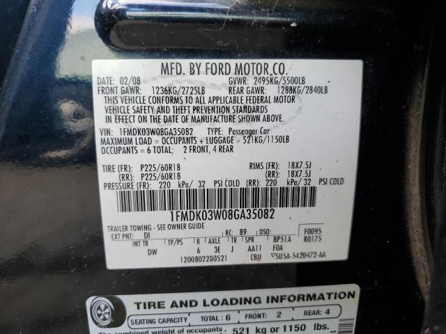 1FMDK03W08GA35082 - 2008 FORD TAURUS X BLUE photo 10