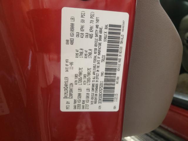 3D3KS28C47G752911 - 2007 DODGE RAM 2500 S Bordo foto 10