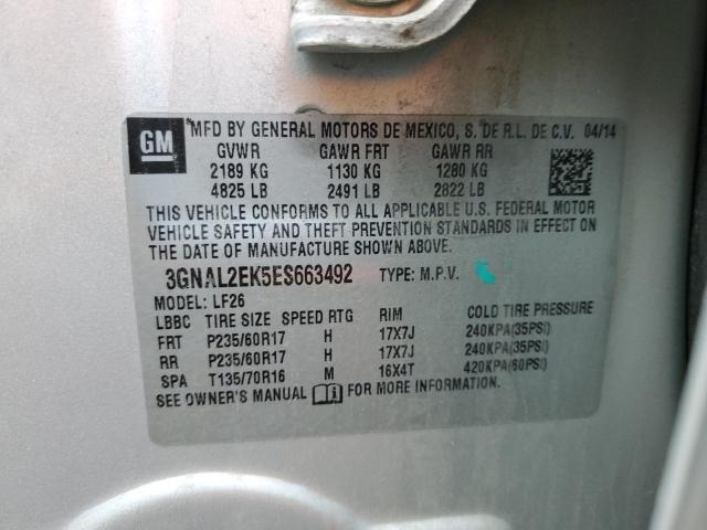 3GNAL2EK5ES663492 - 2014 CHEVROLET CAPTIVA LS 银色 照片 13