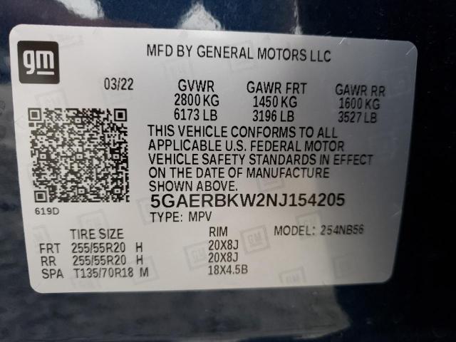 5GAERBKW2NJ154205 - 2022 BUICK ENCLAVE ES BLUE photo 14