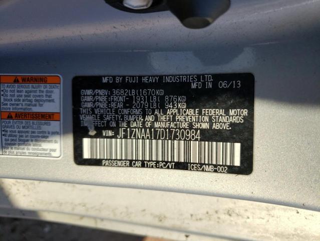 JF1ZNAA17D1730984 - 2013 TOYOTA SCION FR-S SILVER photo 10