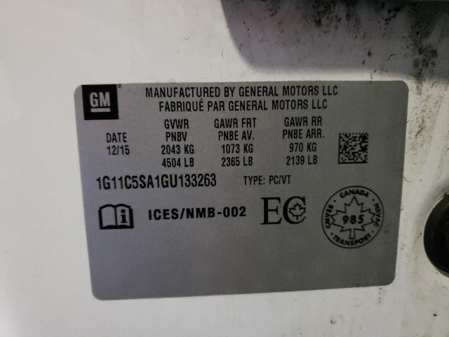 1G11C5SA1GU133263 - 2016 CHEVROLET MALIBU LIM 白色 照片 10